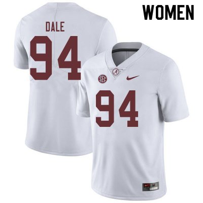 NCAA Women's Alabama Crimson Tide #94 DJ Dale Stitched College 2019 Nike Authentic White Football Jersey RN17L52XW